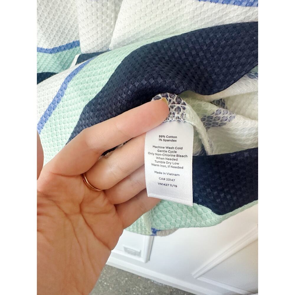 Talbot's Striped Shift Dress Size 12P Blue White Green 99% Cotton - Picture 8 of 8